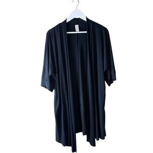 AnaOno Black Open Front Cardigan Short Sleeve Modal Blend Pockets One Size OS